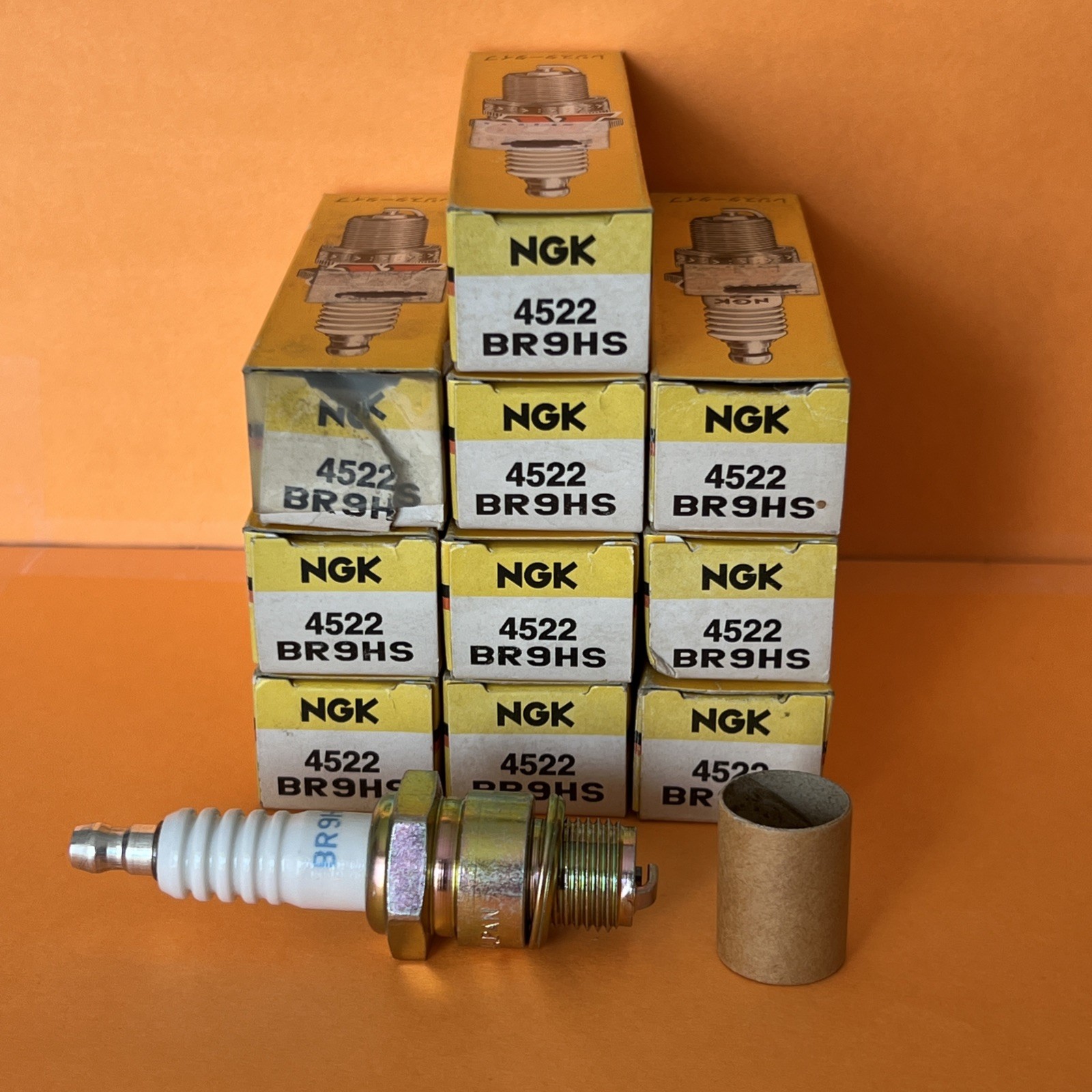 NGK BR9HS Spark Plugs - Stock #4522 - Genuine New in Box  9 Pack 