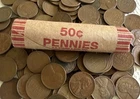 1 roll Copper Wheat Lincoln Cents Pennies 1909-1958 unsearched 50 coins a