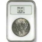 1923-P Peace Silver Dollar $1 NGC AU58 About(Almost) Uncirculated 90% silver