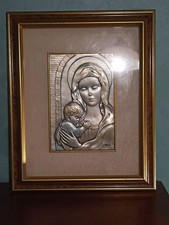 QUADRO ARGENTO 996 R 25±30 Grammi Madonna con Bambino Bassorilievo Cm.49 X 40