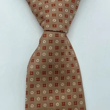 BURMA BIBAS Silk Necktie Mens Brown Geometric Pattern Classic Dress 4x60