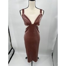 ASOS Dusty Rose Velvet Cutout Midi Dress 6 Pink Bodycon Cocktail Wedding NWT
