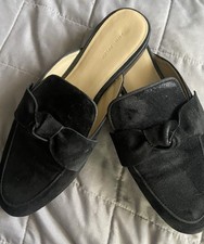New Ann Taylor Black Suede Bow Slides Size 9