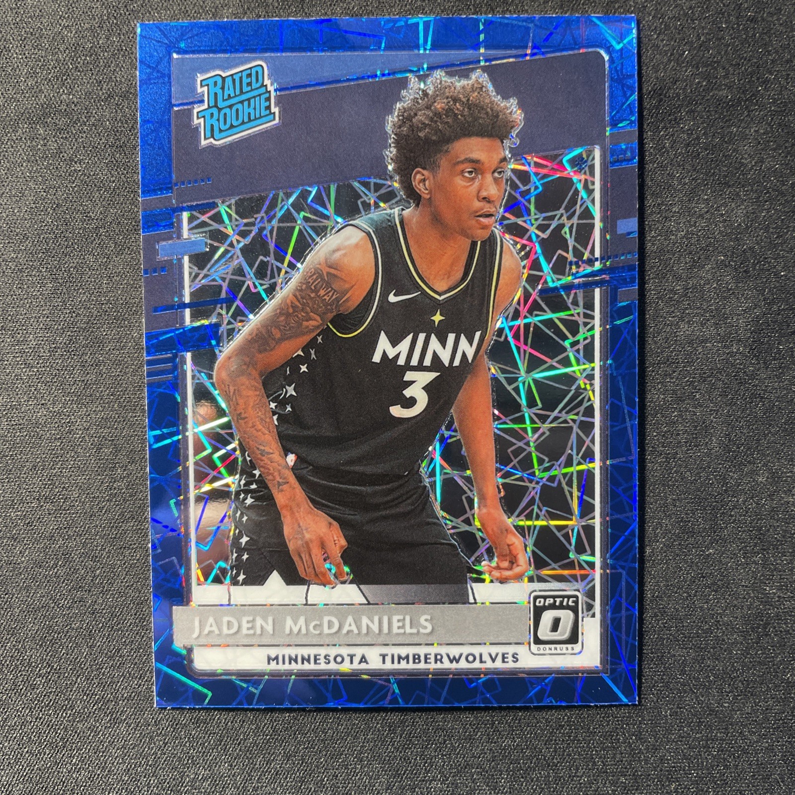 2020-21 Donruss Optic Jaden McDaniels Blue Velocity RC #178 Timberwolves