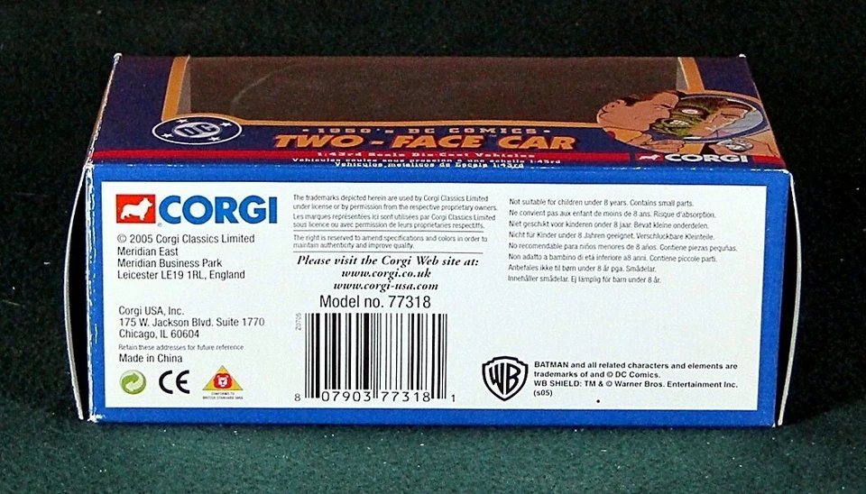 77318 CORGI 1950'S DC COMICS BATMAN TWO-FACE CAR 1:43 SCALE DIECAST VEHICLE EXMT - Image 4 of 4
