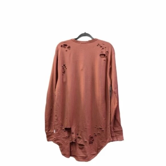 Distressed Punk T-shirt Medium Y2K Grunge Style EPTM burn-red long sleeve - Image 4 of 4