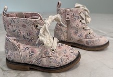 Cat  Jack Combat Boots Toddler Girls Size 7 Giovanna Beige Floral Zip