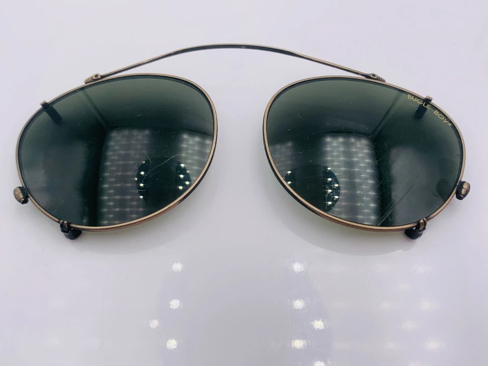 Monturas de gafas de sol vintage Bugle Boy antiguas de metal dorado ovaladas con clip Foto 2 de 4