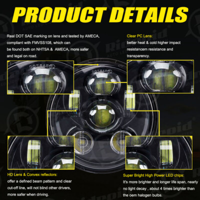 Club Style 5.75'' LED Round Headlight 5-3/4 Spotlight Work Light Bar Club Style 5.75'' LED Round Headlight 5-3/4 Spotlight Work Light Bar