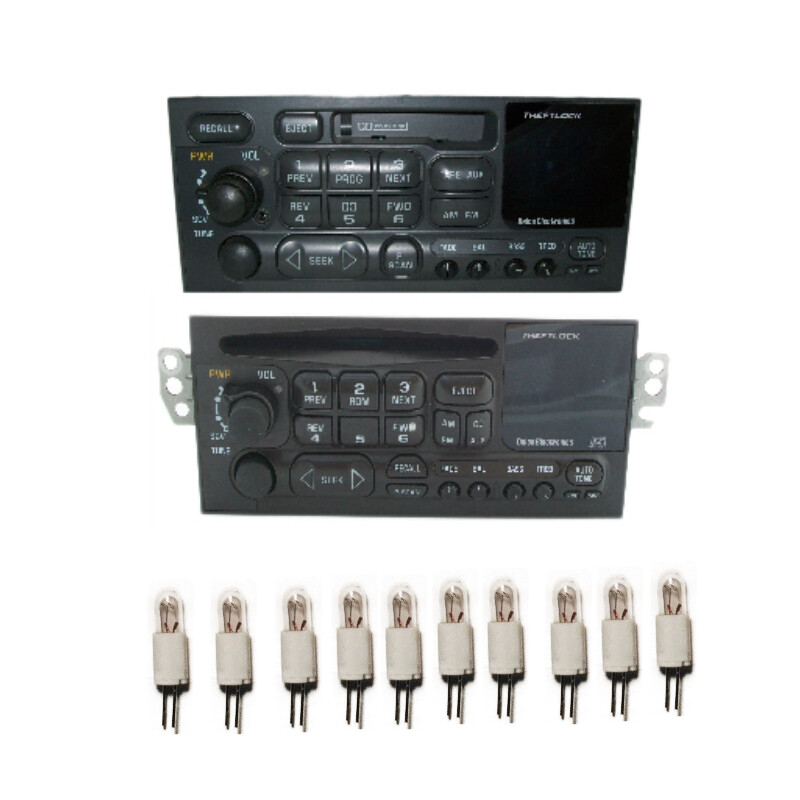 LIGHT BULBS FOR GM GMC CHEVY DELCO DISPLAY FOR CD, CASS RADIO SET OF 10
