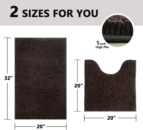 Chenille Bath Rug Set 2-Piece - Absorbent Non-Slip Mats Soft Bathroom Decor - 第 206/239 張圖片