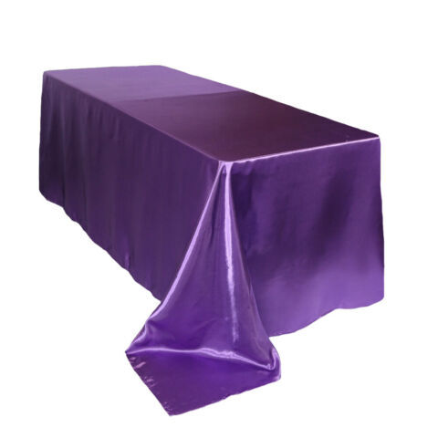 8ft Rectangular Shiny Satin Tablecloth for Home & Weddings Stylish 90x156" Cover - Picture 29 of 44