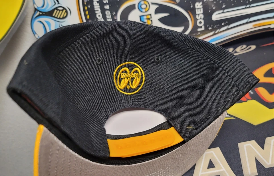 Sombrero Mooneyes Snapback Flatbill MOON estilo de colección Hot Rod Drag Racing NHRA SCTA automático Foto 3 de 4