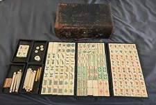 VINTAGE MAHJONG 148 Pcs  ORIGINAL WOODEN CASE BOX MAH JONG SET 