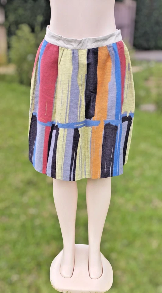 Falda para mujer Tsumori Chisato hasta la rodilla algodón cuero estampado abstracto talla 2 Foto 2 de 4