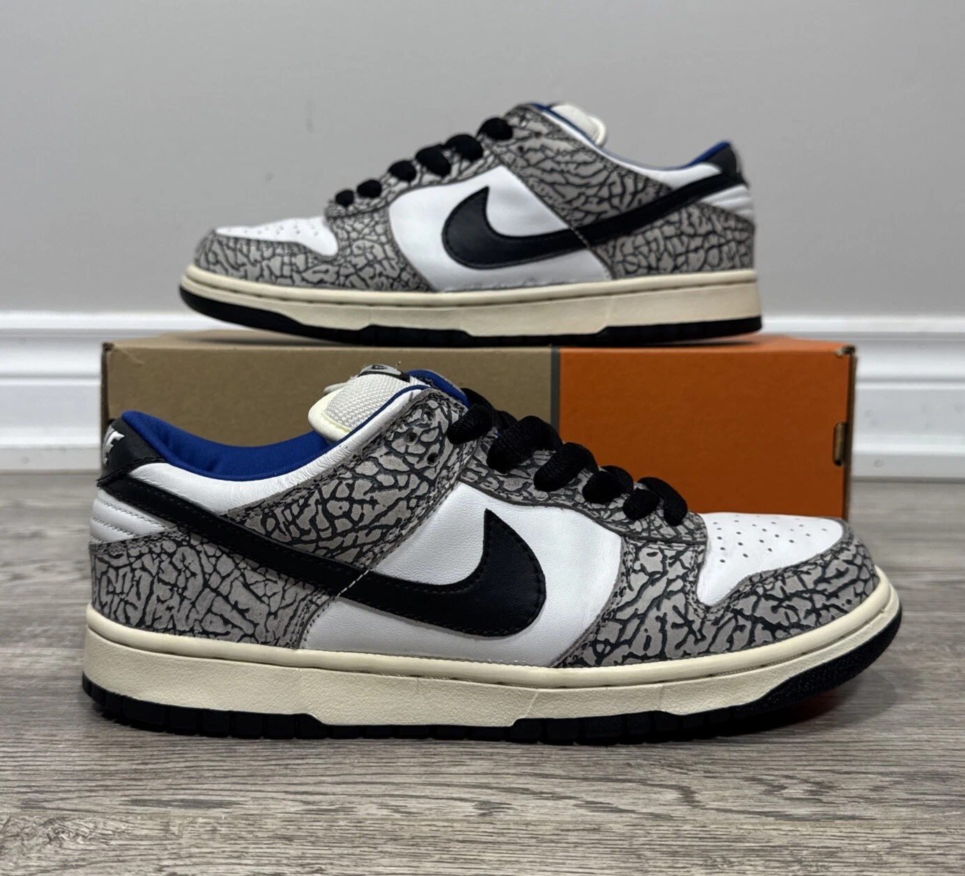Nike Dunk Pro SB Supreme White Cement 304292 001 Homme Taille 9,5 Très bon état
