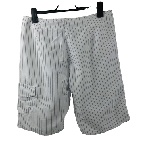 Nic Morris Boardshorts Men Size 34 White Stripe Swim Surf Side Pocket Drawstring - Picture 2 of 7