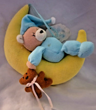 VTG RUSS SOFT LULLABY TERRYCLOTH SLEEPING BEAR IN PAJAMAS ON MOON WITH BEAR PLUS