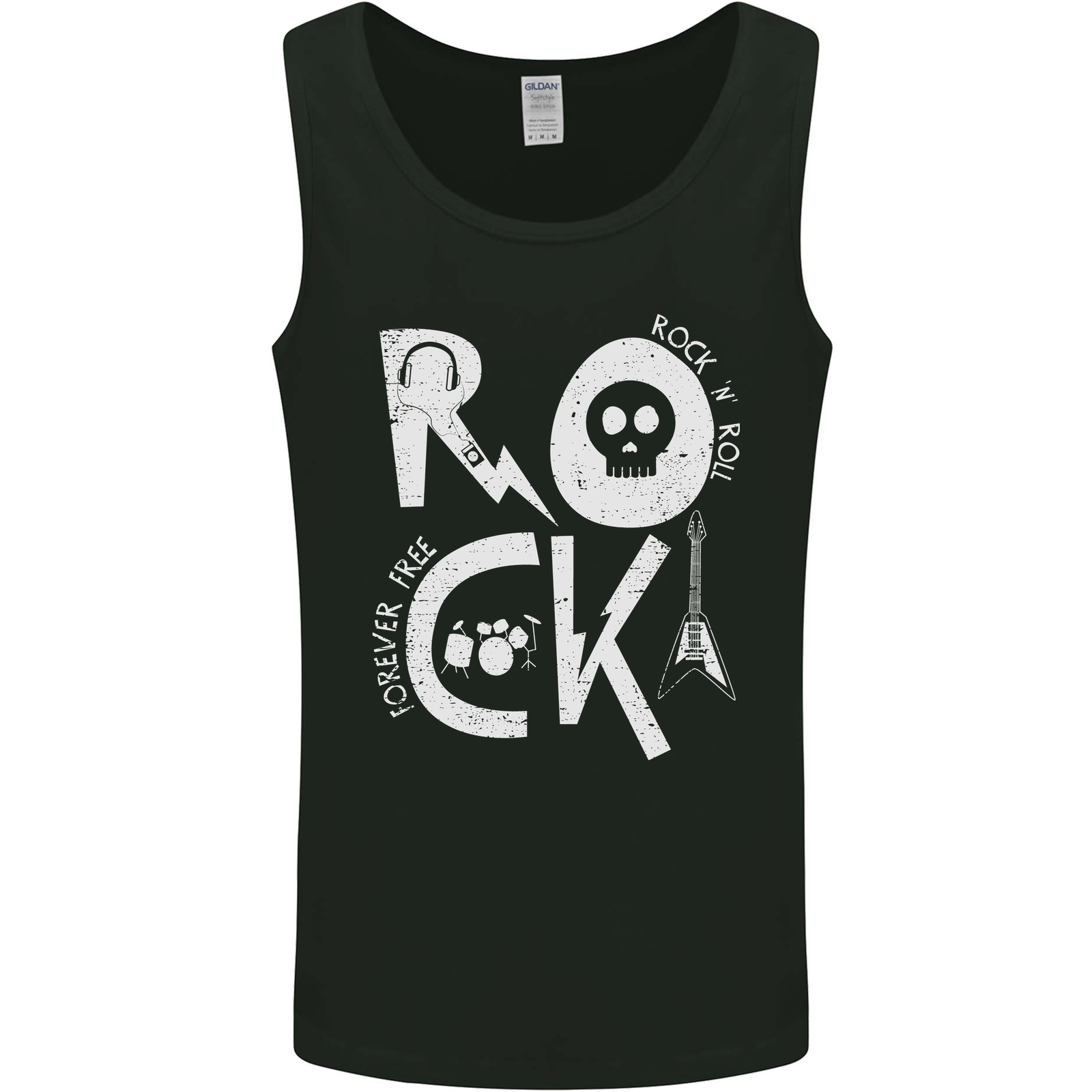 Rock Music Symbols Guitar Skull Mens Vest Tank Top