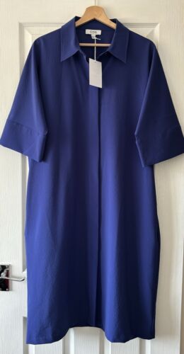 COS COBALT BLUE WOOL BLEND OVERSIZED MIDI SHIRT DRESS S SMALL NEW - Picture 1 of 5