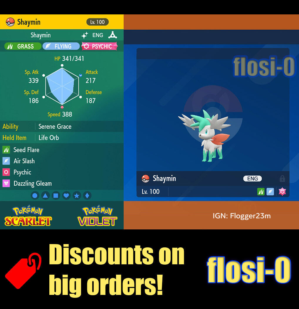 6IV Shiny Shaymin Sky Forme Pokemon Scarlet and Violet