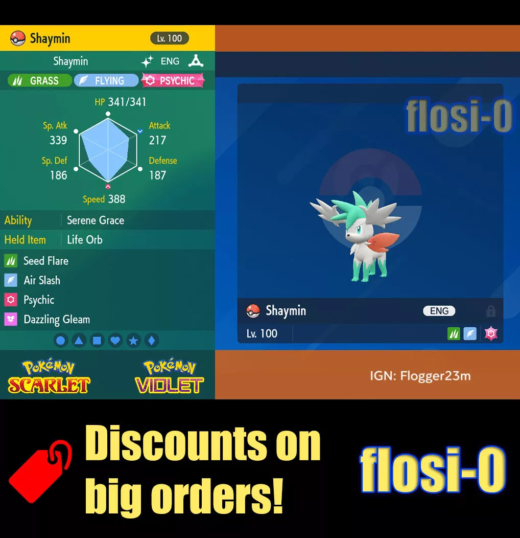 6IV Shiny Shaymin Sky Forme Pokemon Scarlet and Violet