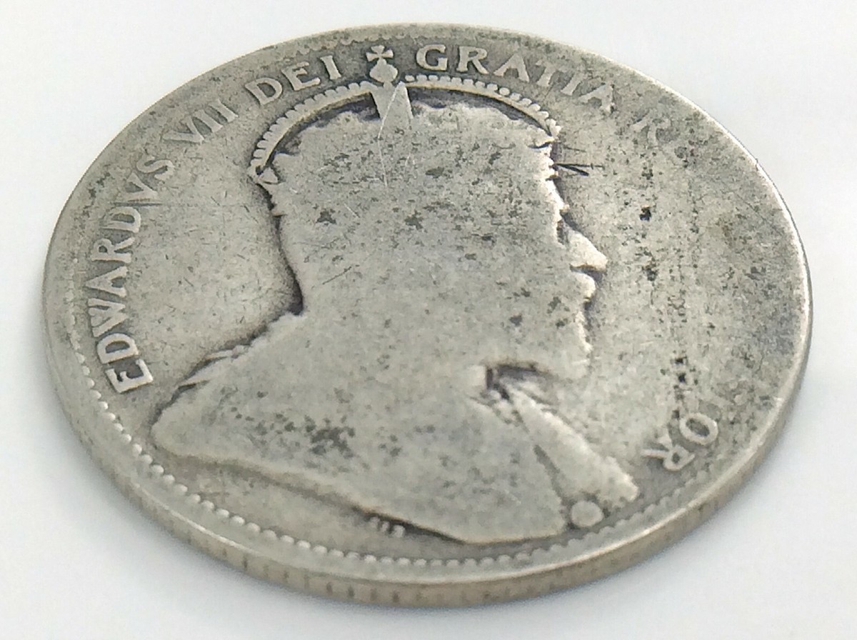 1908 Canada Twenty Five 25 Cent Silver Quarter Edward VII