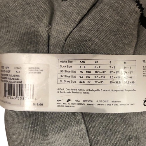 Nike Boys 6pack Cushioned Socks XS NWT - Picture 5 of 5