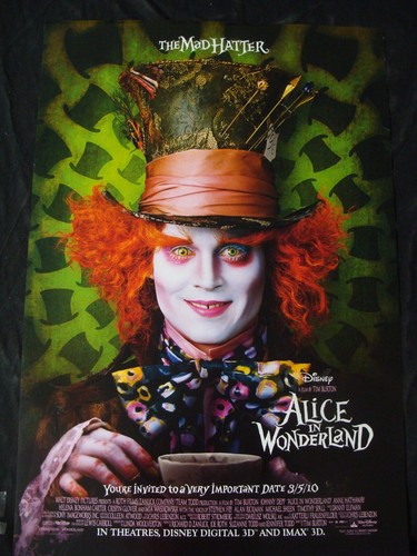 ALICE IN WONDERLAND movie poster JOHNNY DEPP TIM BURTOPN  Original DS One sheet