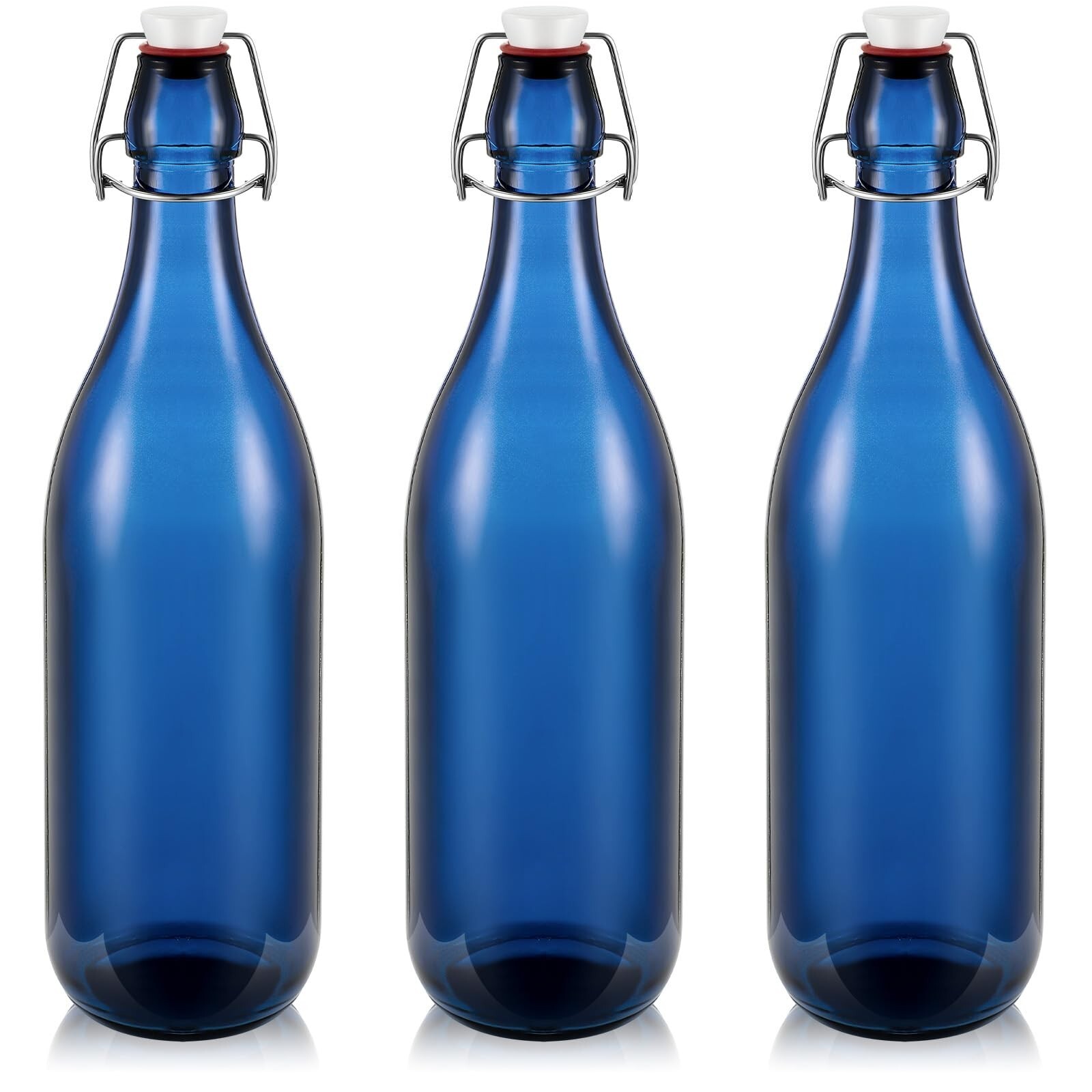 1 L / 33.75 Oz Blue Glass Water Bottles With...