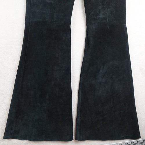 Vintage Giorgio Studio Pants Womens 10 Black Y2K Leather Suede Flared Drawstring - Picture 4 of 16