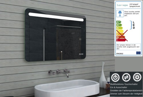 Design LED beleuchtet Badezimmer Bad Wand hängend spiegel Touch dimmbar 100 x 65 - Bild 3 von 4