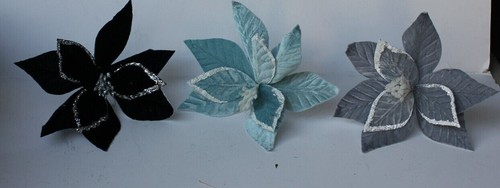 10" Deluxe Velvet Hanukkah Christmas Pick Poinsettia, Blue House Holiday decor - Picture 12 of 19