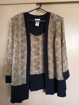 Perceptions By Irene Women's Open Jacket Polyester Snake Pattern With Black  Size