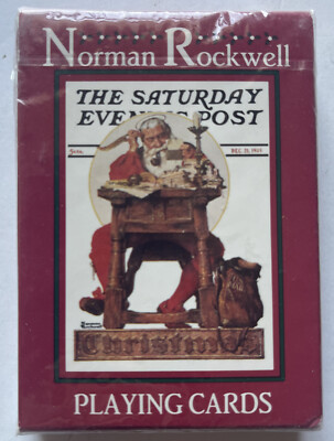 Vintage Norman Rockwell Saturday Evening Post Christmas Santa Playing Cards 1996