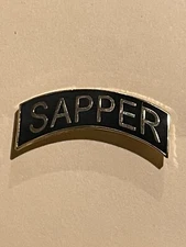 U.S. ARMY ENAMEL TAB: SAPPER Pin, Gold Letters on Black