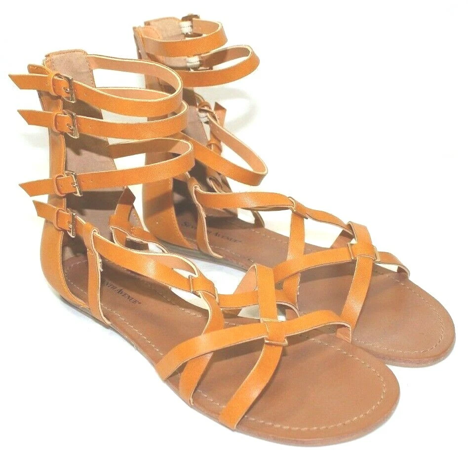 SEVENTH AVENUE womens roman sandals SZ 7 wide brown zip back 9 1/4 in insole NEW - Image 2 of 4