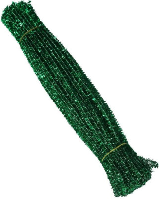 100 Count 6Mm X 300Mm Shiny Chenille Stems Metallic Pipe Cleaners Tinsel Stems W