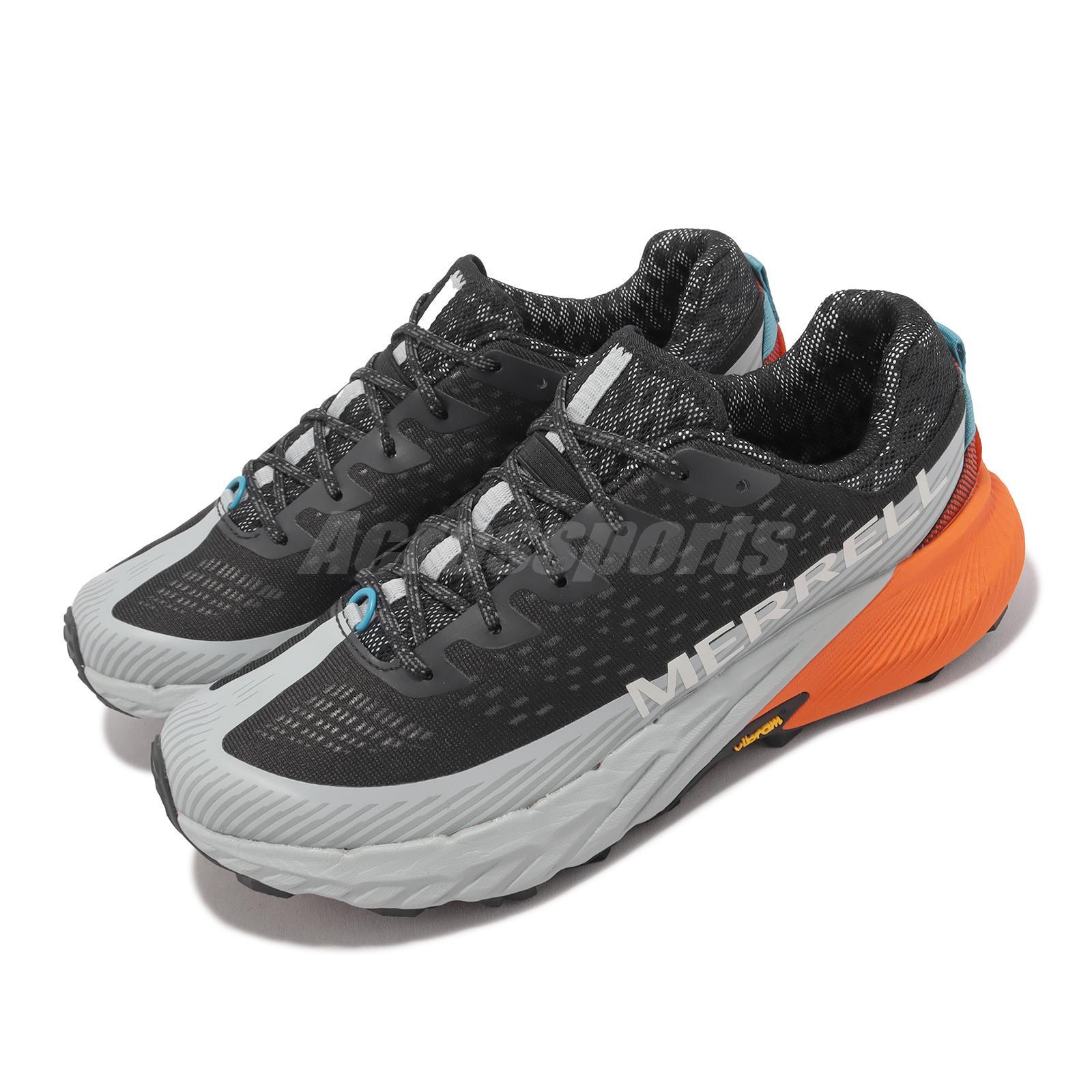 Zapatos de sendero Merrell Agility Peak 5 negros gris naranja para hombres al aire libre J068051