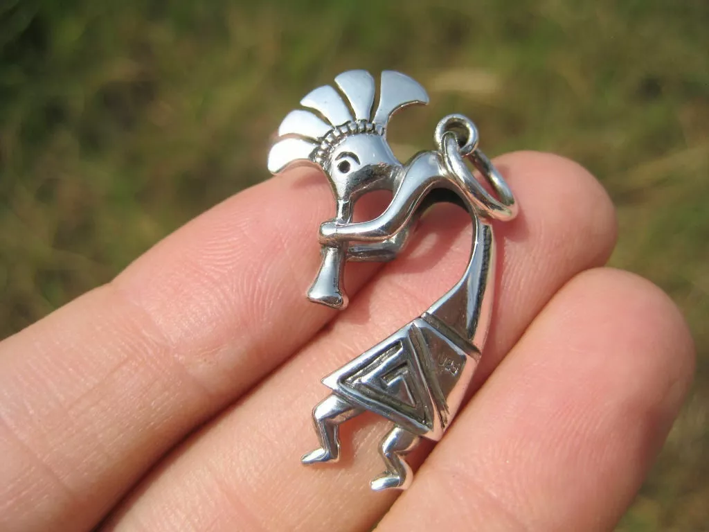 925 Sterling Silver Kokopelli Pendant necklace jewelry art A3