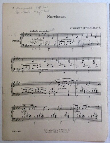 Narcissus 1899 Ethelbert Nevin Piano SheetNoteMusic - Picture 3 of 12