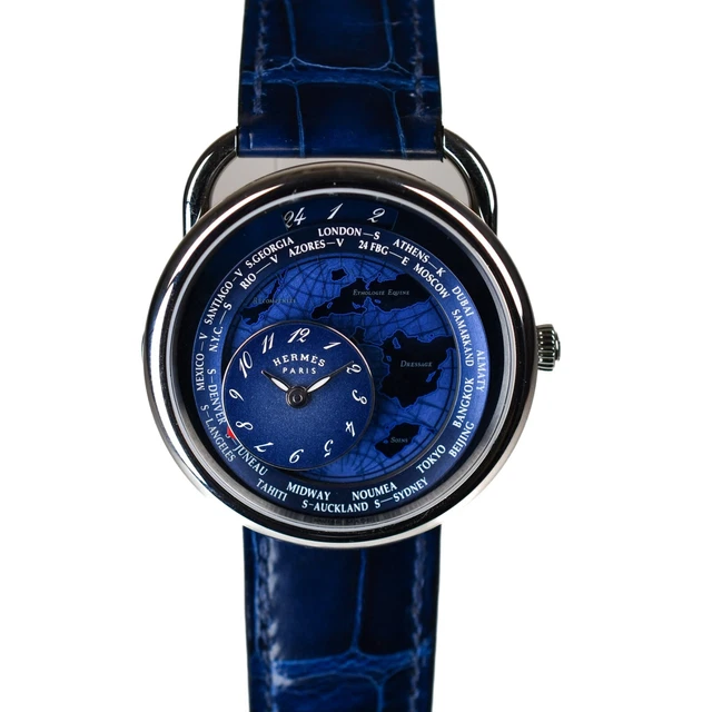 Hermes 2023 Arceau Le Temps Voyageur 38mm World Time GMT Double Timezone Auto