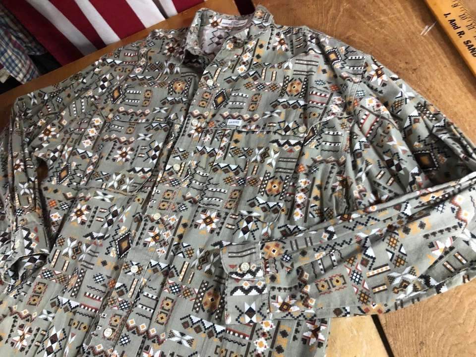 Vtg 80-90s USA GUESS Georges Marciano Aztec Button-up Western Shirt Mens 4 M ? L - Image 4 of 4