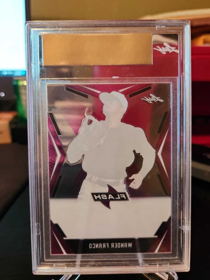 2020 Wander Franco Leaf Flash Draft Clear Pink Pre-Production Proof 1/1 Slabbed - Image 2 of 2