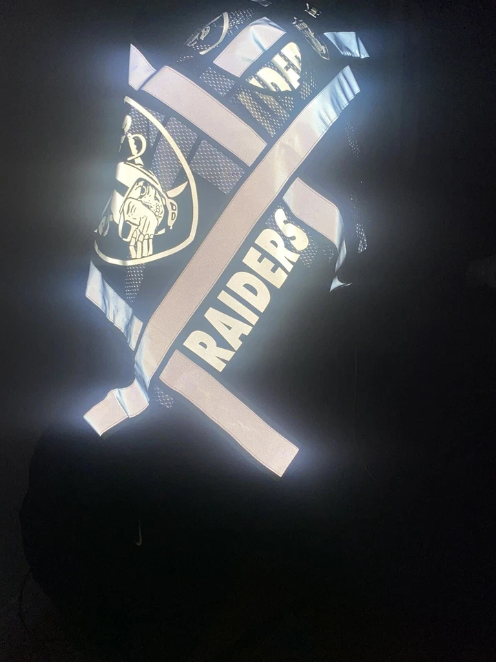 🏈🦺LAS VEGAS RAIDERS CHALECO DE SEGURIDAD LABORAL PPE CON LOGOTIPO DE CALAVERA REFLECTANTE M/L/XL/2XL Foto 4 de 4