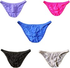 5pcs Men Ice Silky Soft Comfortable Bikini Bulge Contoured Pouch Briefs Panties