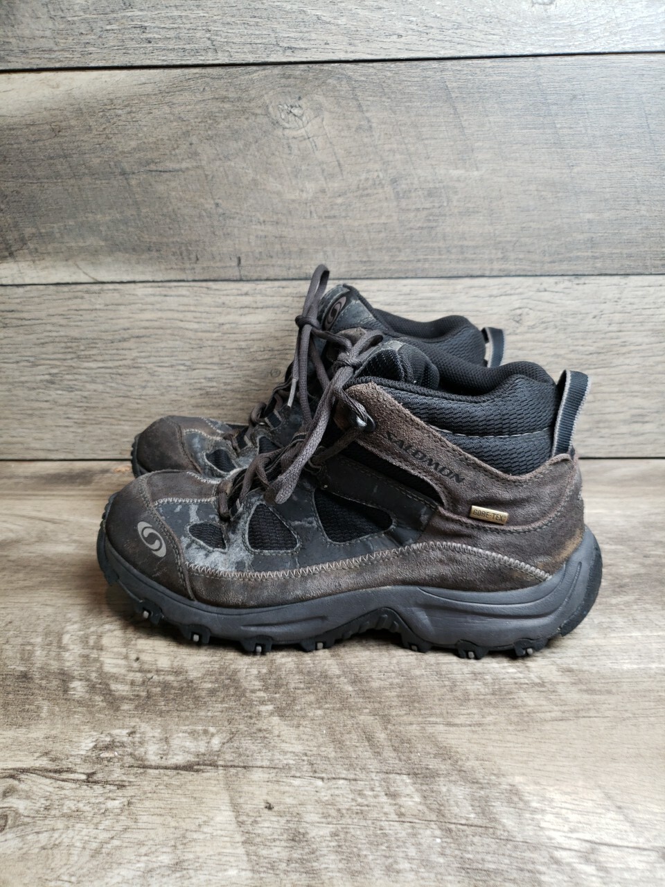 Scarpe da trekking Salomon Gore Tex da uomo marroni taglia 7