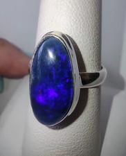 6.53ct NEW Genuine Natural Australian Opal .925 Sterling Silver Ring