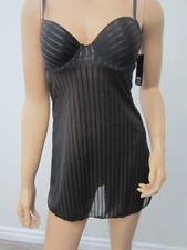 NWT Rampage Intimates Sheer Lingerie Baby Doll Black Nylon NEGLIGEE Size Small