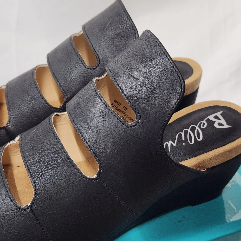 Talla 7 - Sandalia de cuña Bellini blanca para mujer - negra Foto 4 de 4